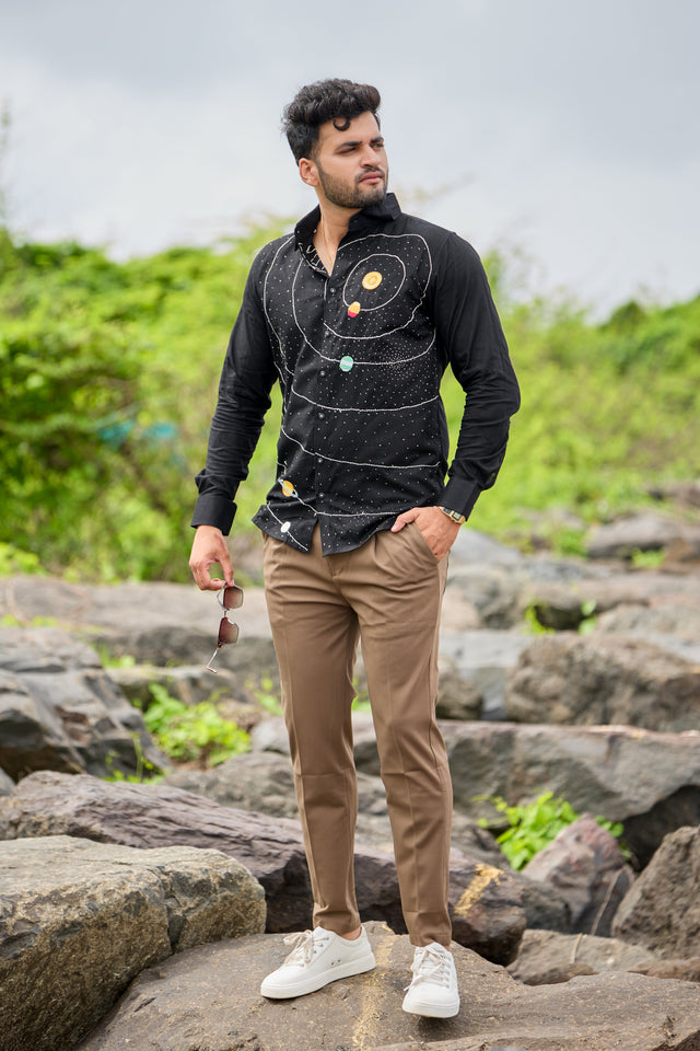 Solarsystem Handwork Black Shirt