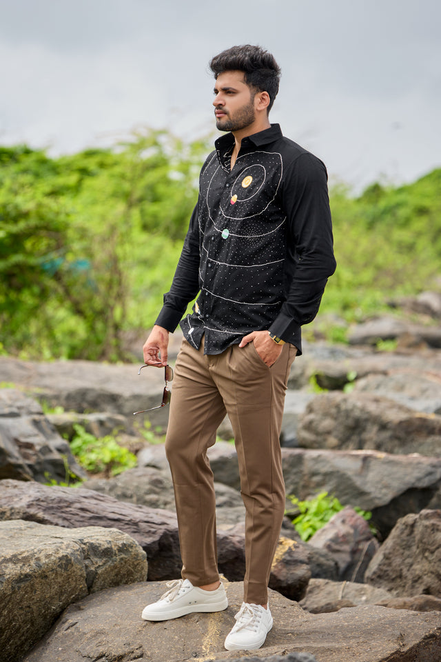 Solarsystem Handwork Black Shirt