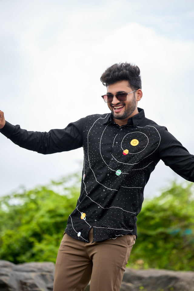 Solarsystem Handwork Black Shirt