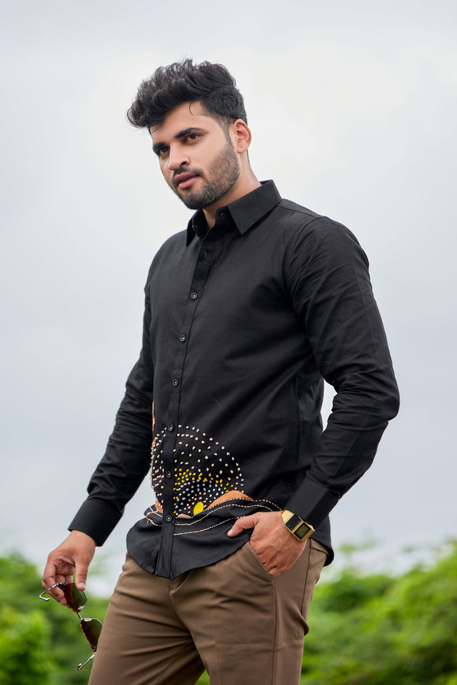 Landscape HandWork Black Shirt