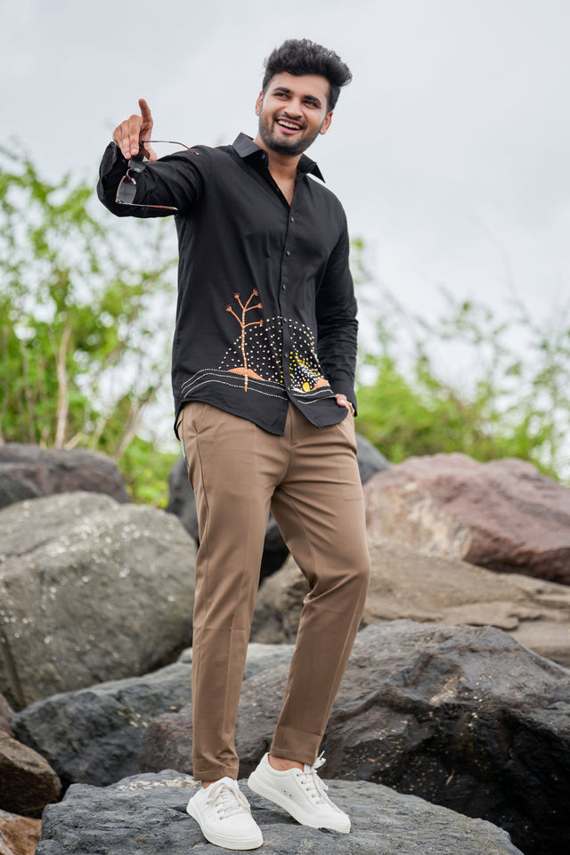 Landscape HandWork Black Shirt