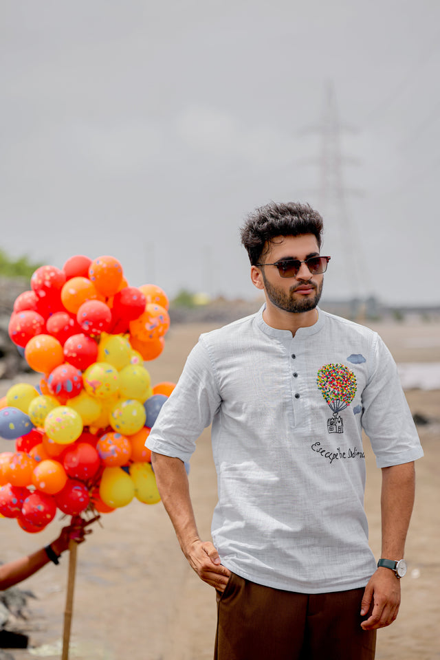 Balloon Hand-Embroidered Kurta Shirt