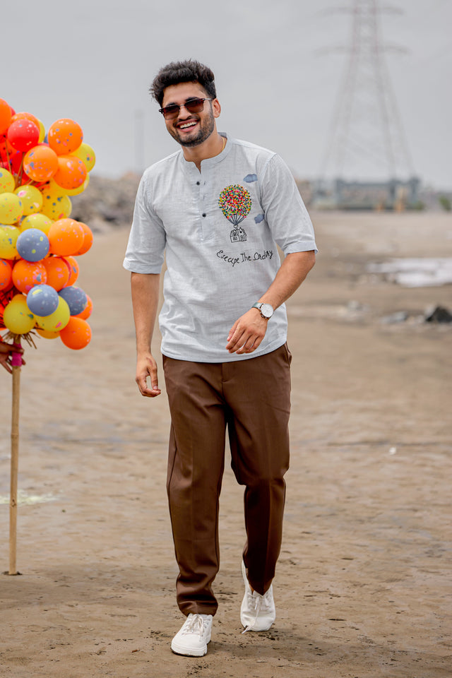 Balloon Hand-Embroidered Kurta Shirt