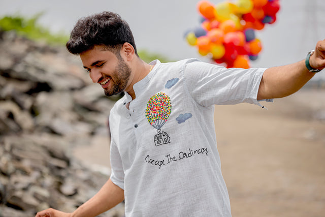 Balloon Hand-Embroidered Kurta Shirt