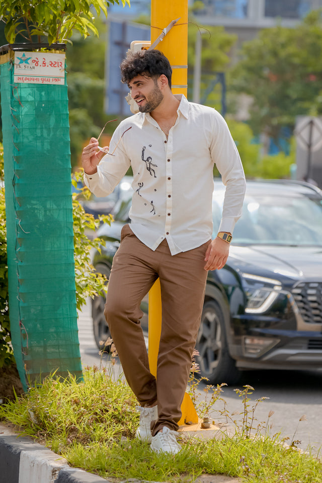 Modern Artistic Handpainted Cotton Shirt
