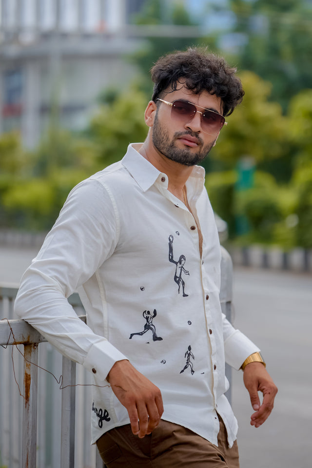 Modern Artistic Handpainted Cotton Shirt