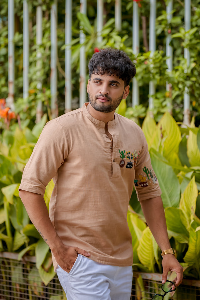 Cactus Garden Handwork Cotton Kurta Shirt