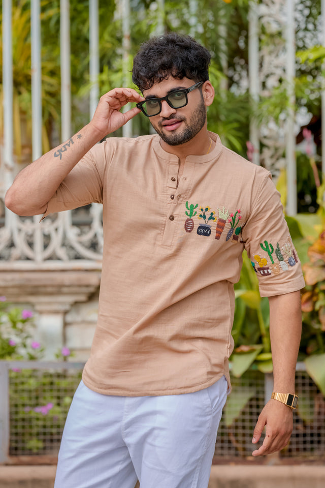 Cactus Garden Handwork Cotton Kurta Shirt