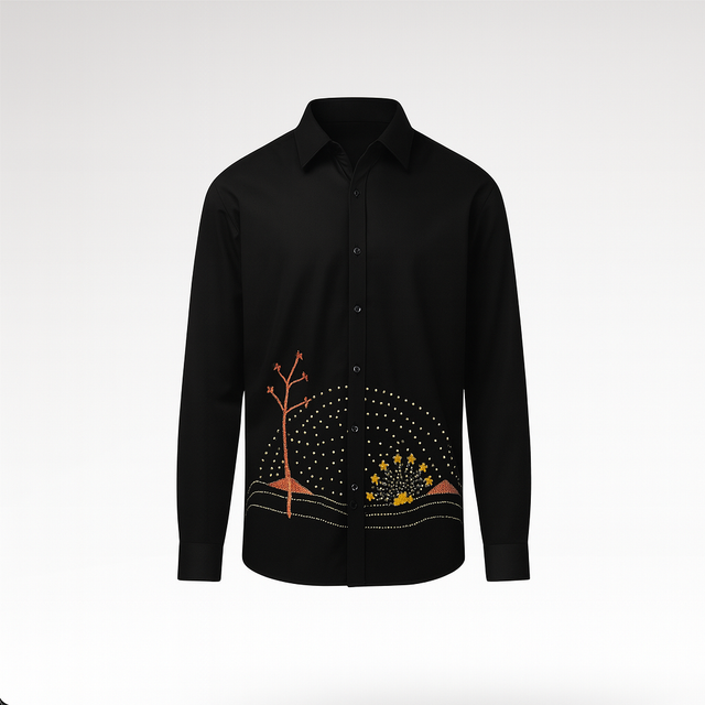 Landscape HandWork Black Shirt