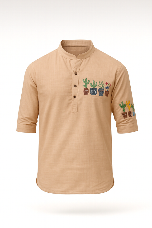 Cactus Garden Handwork Cotton Kurta Shirt