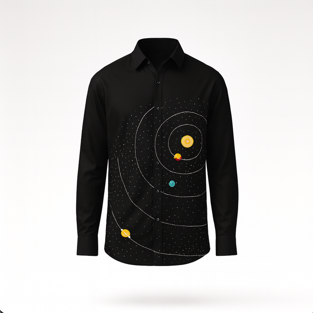 Solarsystem Handwork Black Shirt