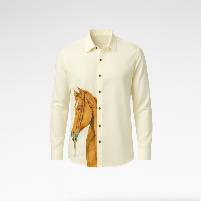 Men’s Hand-Painted Horse Art Cotton Shirt