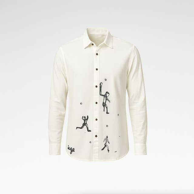 Modern Artistic Handpainted Cotton Shirt